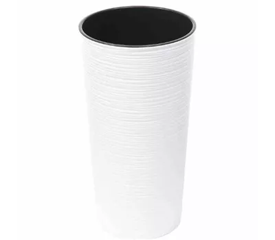 Siena Garden Pflanzkübel Locon, rund, Ø 30x57,0 cm Rillenoptik in weiß Kunststoff  Siena Garden Pflanzkübel Locon, rund, Ø 30x57,0 cm Rillenoptik in weiß Kunststoff