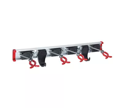 Bruns Gerätehalterschiene 0,5m mit 4 Gerätehaltern und 2 Haken Bruns Gerätehalterschiene 0,5m mit 4 Gerätehaltern und 2 Haken