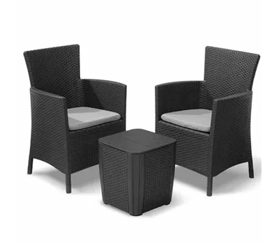 Iowa Balkonset, graphit 2xSessel,1xTisch,inklusive Kissen